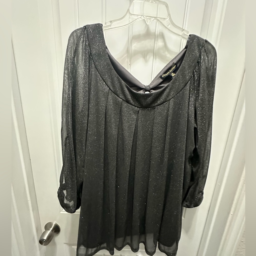 Always Indigo Shimmering Gray  Sheer Blouse size 3x